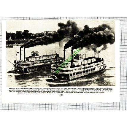 Mississippi River Boat Race - 1930s Cutting