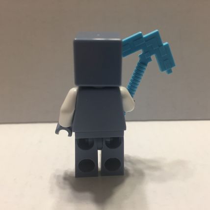New Authentic Minecraft Special Blue Skin with Pick Axe Lego Minifigure