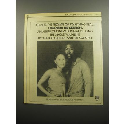 1974 Nick Ashford & Valerie Simpson I Wanna be Selfish Album Advertisement