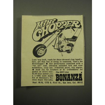 1970 Bonanza Minichopper Mini Bike Advertisement