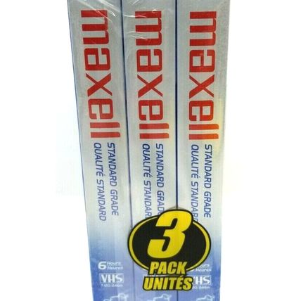 Maxell Videocassette Tapes 6 Hours 3 Pack Standard Grade New NOS Sealed (G7)
