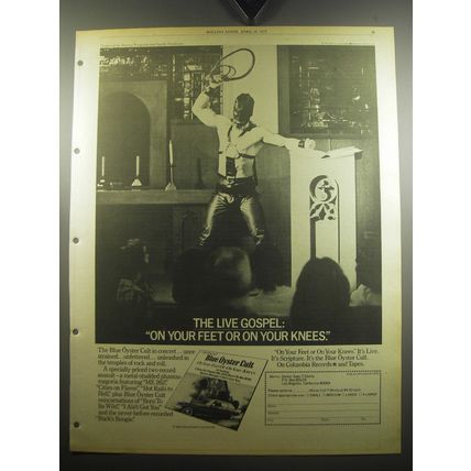 1975 Blue Oyster Cult On Your Feet or On Your Knees Album Ad - The Live Gospel