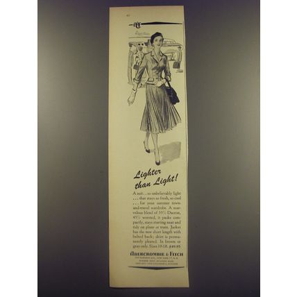 1956 Abercrombie & Fitch Suit Ad - Lighter than light!
