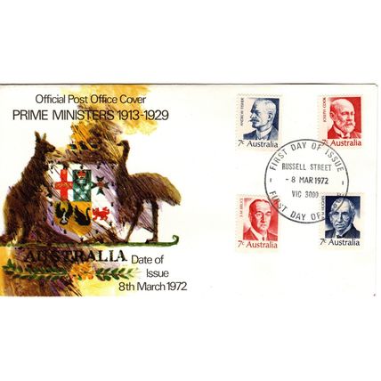 Australia 1972 Prime Ministrers Official First Day Cover,