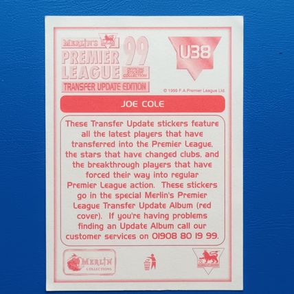 Joe Cole West Ham United Merlin Premier League 99 #U38 - Update Sticker