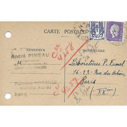 Mi 677 & 716 CVR: 50 c. blue-violet & 1 Fr. violet-lilac Definitive Stamps