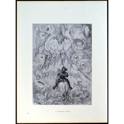 A SUBMARINE WORLD 1885 Gustave Doré - Baron Munchausen ANTIQUE ENGRAVING