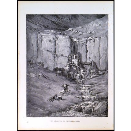 ADVENTURE OF THE FULLING-MILLS 1885 Gustave Doré - Cervantes ANTIQUE ENGRAVING