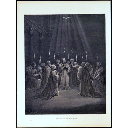 DESCENT OF THE SPIRIT 1885 Gustave Doré - Paul Jonnard ANTIQUE ENGRAVING