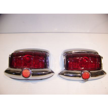 1949 PLYMOUTH TAILLIGHT LENSES & BEZELS OEM GLASS