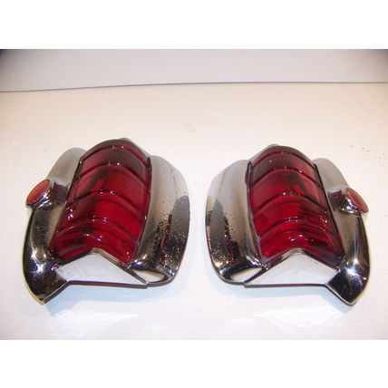 1949 PLYMOUTH TAILLIGHT LENSES & BEZELS OEM GLASS