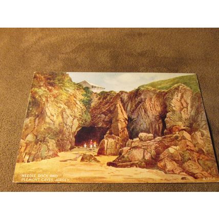 Valentines Postcard - Needle Rock & Caves, Jersey - Artist EW Trick / A1754