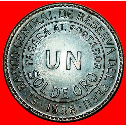 Ⰶ USA 1943-1965:PERU★SOL DE ORO 1958 CORNUCOPIA MINT LUSTRE★LOW START★NO RESERVE