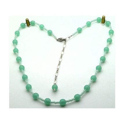 Green Opal Glass Beaded Choker Necklace