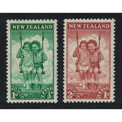 New Zealand Boy and Girl on Swing Health Stamps 1942 MNH SG#634-635