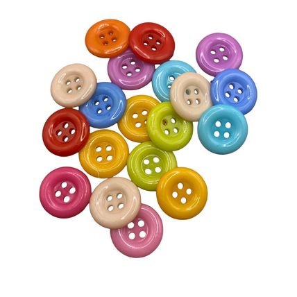 100 Pack 15mm Mixed Round 4 Holes Plastic Buttons Sewing Scrapbooking Crafts