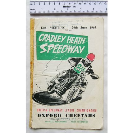 1965 Cradley Heath v Oxford Cheetahs Speedway Programme - 26th June