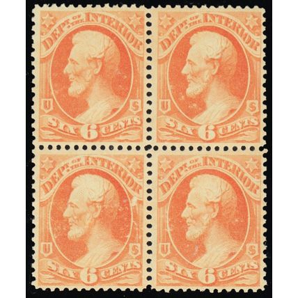 O99, Mint VF NH/LH 6¢ Official Block of Four - READ - Stuart Katz