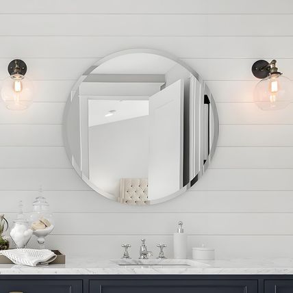 KOHROS Frameless round Bathroom Mirror for over Sink Circle Vanity Mirror 24 Inc
