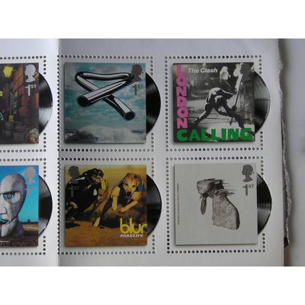 10 Stamps Stones Bowie Pink Floyd Parklife Clash Coldplay Led Leppelin cd record