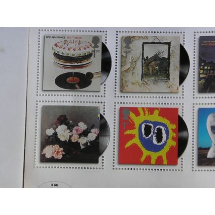 10 Stamps Stones Bowie Pink Floyd Parklife Clash Coldplay Led Leppelin cd record
