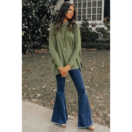 Jungle Green Cowl Neck Shift Tunic Top