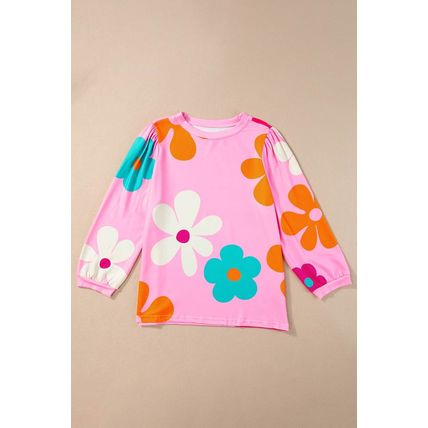 Rose Cute Flower Print Bracelet Sleeve Top