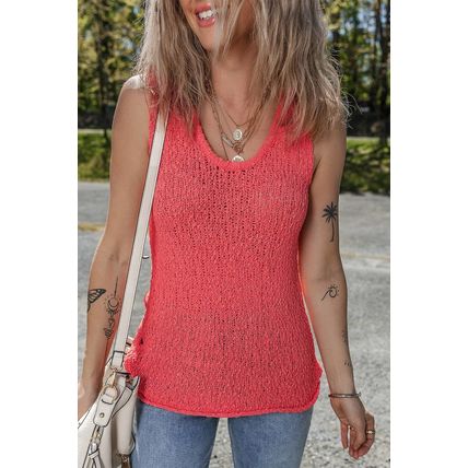 Flamingo Textured Knit U Neck Slim Fit Sweater Vest