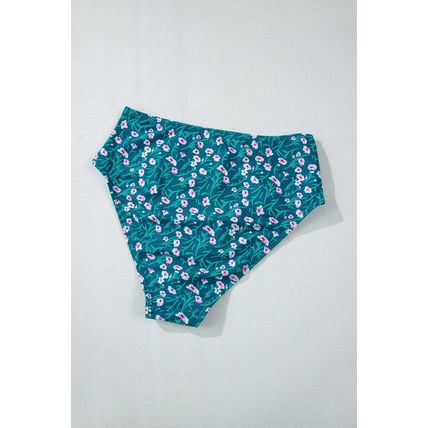 Blue Floral Print Smocked Cute Bikini Set