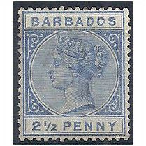 Barbados 1882 SG93 2 1/2d Ultramarine Mounted Mint ..