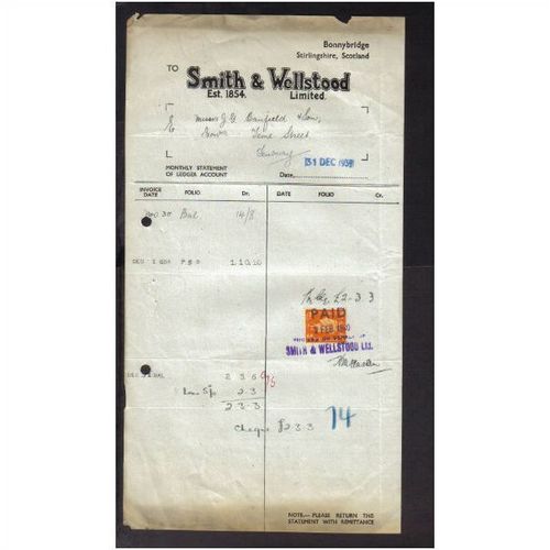 SMITH & WELLSTOOD LTD, "ESSE COOKER CO", BONNYBRIDGE,STIRLINGSHIRE  , 31DEC1939