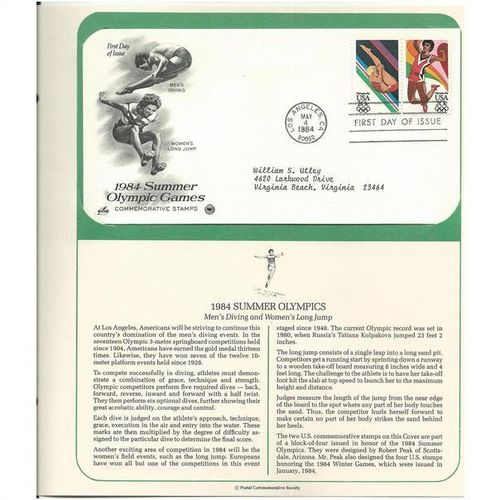 1984 SUMMER OLYMPICS MEN'S DIVING ' OFFICIAL FIRST DAY of ISSUE ' (1984)