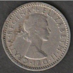 Coins. Pre-Decimal 1961 Elizabeth II Six Pence Coin