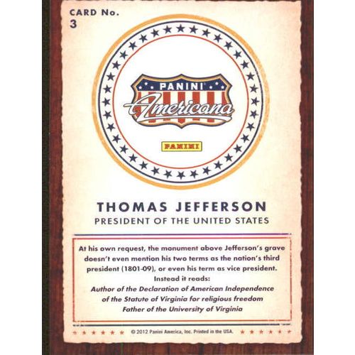 2012 Americana Heroes And Legends Thomas Jefferson #3