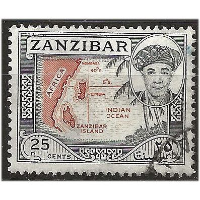 Zanzibar 1961 SG377 25c Orange-Brown & Blue Fine Used . ..