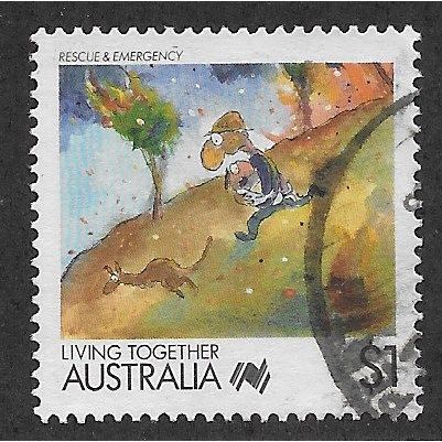 AUS 1988 $1.00 'LIVING TOGETHER - RESCUE AND EMERGENCY' FINE USED (EBID68-060)