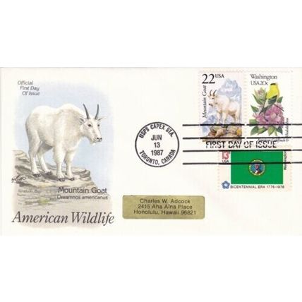 United States 1987 Mountain Goat FDC Toronto Canada cancel typed VGC