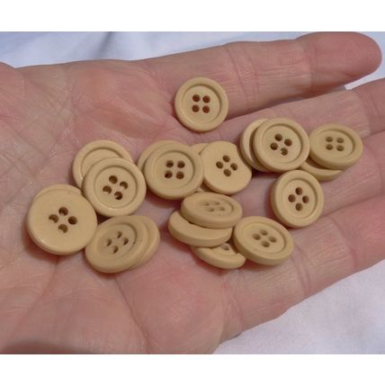 K20 Tan Light Brown 15mm Buttons 20 Pieces 7/16
