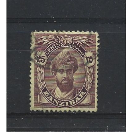 Zanzibar.SG314 25c Sultan Khalifa bin Harub (Purple/Yellow).Fine Used.Jul24e