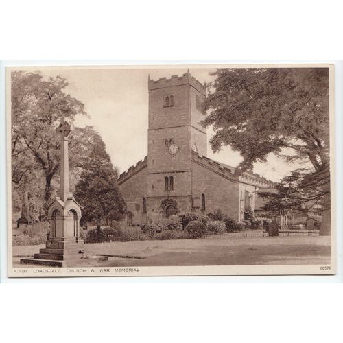 Church and War Memorial Kirkby Lonsdale Postcard Cumbria