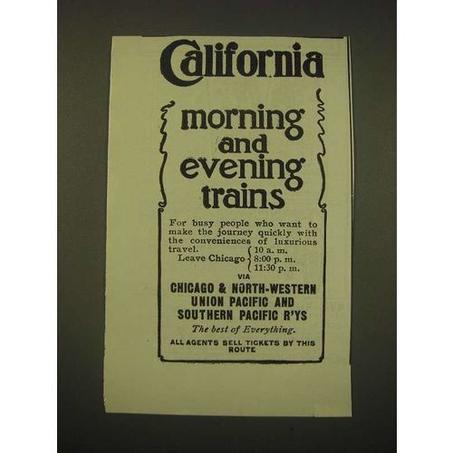 1902 Chicago & North-Western, Union Pacific and Southern Pacific Railways Ad