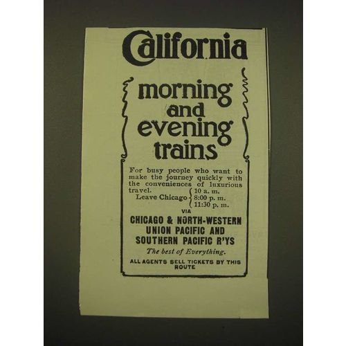 1902 Chicago & North-Western, Union Pacific and Southern Pacific Railways Ad