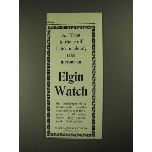 1903 Elgin Watch Ad - Time is Stuff Life's Made Of