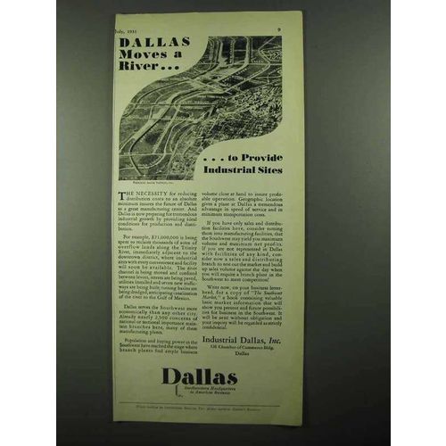 1931 Dallas Tourism Ad - Moves a River To Provide Sites