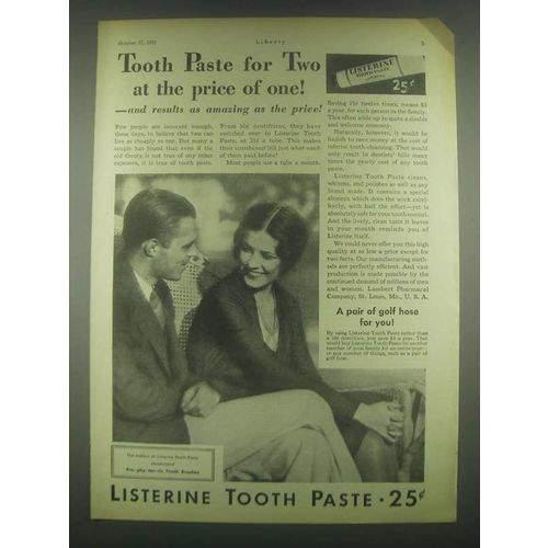 1931 Listerine Tooth Paste Ad - For Two