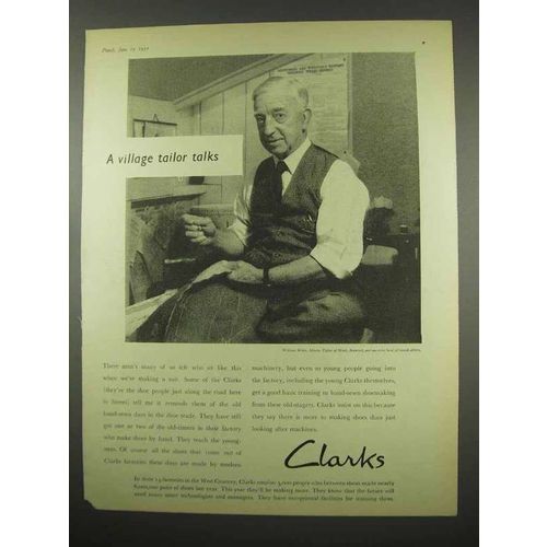 1957 Clarks Shoes Ad - A Village Tailor Talks