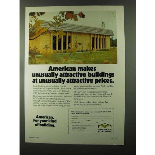 1973 American Buildings Ad - Unusually Attractive