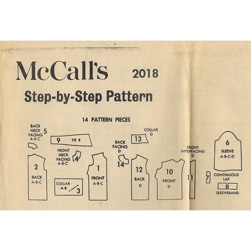 McCalls 2018 Sewing Pattern Misses Blouse Set Size 14 36” Bust Ca. 1969 Uncut FF