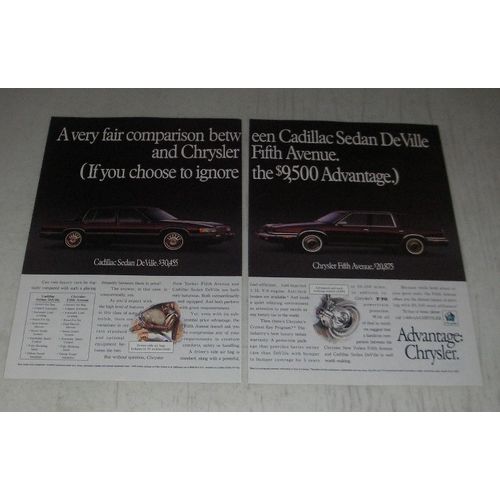 1991 Chrysler Fifth Avenue Ad - A very fair comparison between Cadillac Sedan