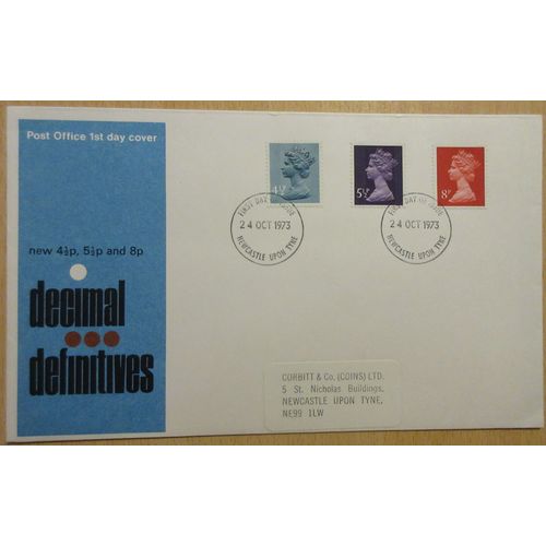1973 24th October Machin FDC Post Office Cover Newcastle Postmark